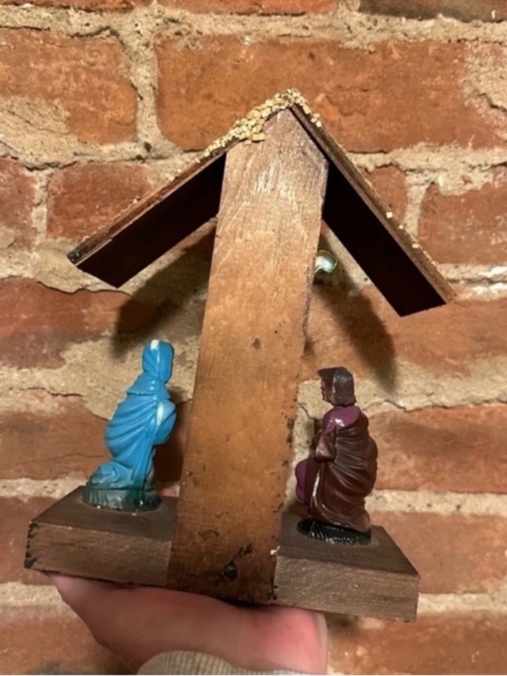 Vintage wood nativity set Christmas 8.5”